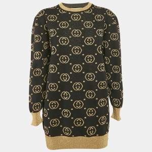 Gucci Black GG Lamé Wool Knit Sweatshirt S