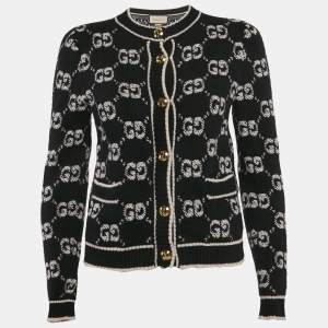 Gucci Black GG Bouclé Jacquard Knit Button Front Cardigan S