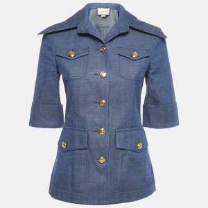 Gucci Blue Denim Logo Button Detail Jacket S