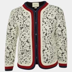 Gucci White Lace Lurex Web Trim Jacket S