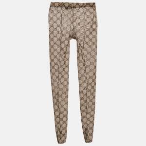 Gucci Brown GG Supreme Print Mesh Tights S