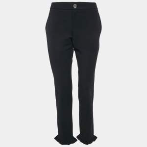 Gucci Navy Blue Cotton Ruffled Hem Trousers L