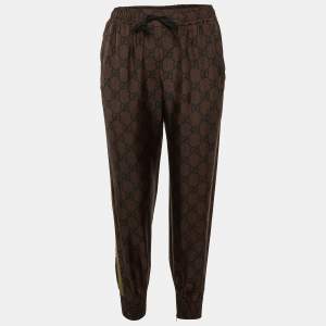 Gucci Brown GG Print Silk Tape Trim Trackpants S
