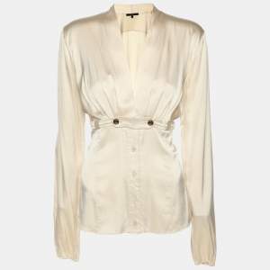 Gucci Cream Silk Long Sleeve Button Front Blouse M