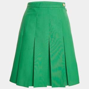 Gucci Green Crepe Pleated Short Skirt M