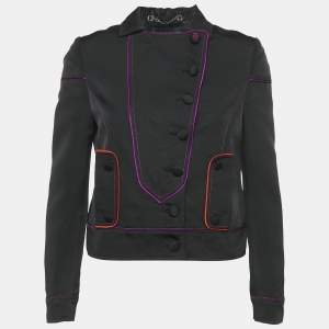 Gucci Black Silk Blend Button Front Blazer M