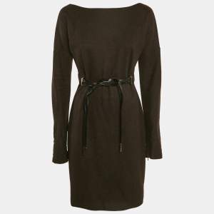 Gucci Brown Knit Belt Detail Mini Dress M