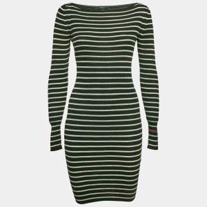 Gucci Black Striped Wool Bodycon Dress M