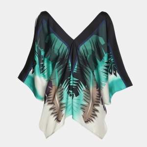 Gucci Multicolor Print Silk V-Neck Poncho Top M