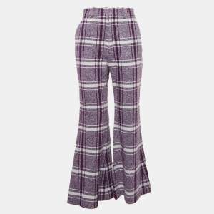 Gucci Purple Check Wool Tweed Flared Trousers S
