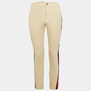 Gucci Beige Cotton Blend Band Detail Trousers S