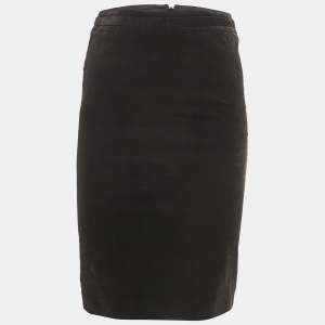 Gucci Black Velvet GG Logo Pencil Skirt S