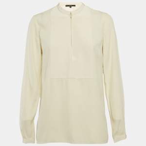 Gucci Cream Crepe Long Sleeve Blouse S