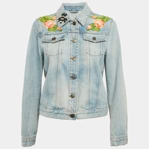 Gucci Blue Denim Blind For Love Applique Jacket M