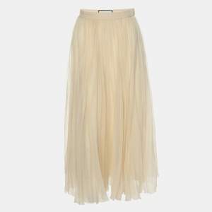 Gucci Beige Silk Pleated Skirt S