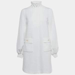 Gucci White Monogram Jersey High Neck Mini Dress XXS