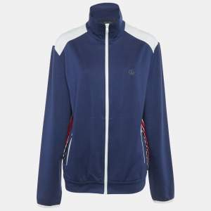 Gucci Navy Blue Side Striped Jersey Zip-Up Jacket XL