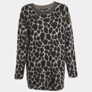 Pre Owned Gucci Grey Animal Patterned Mohair Sweater S