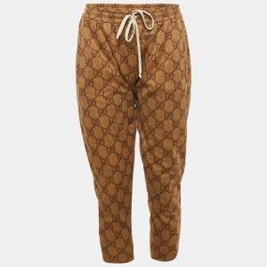 Pre Owned Gucci Brown GG Jersey Drawstring Trackpants M