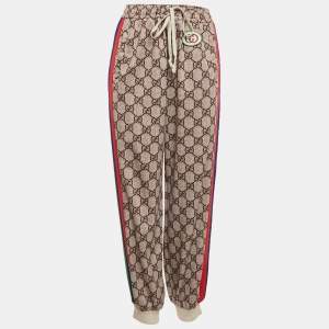 Gucci Cream GG Supreme Print  Jersey Track Pants L