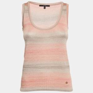 Gucci Orange Lurex Knit GG logo Detail Tank Top S 