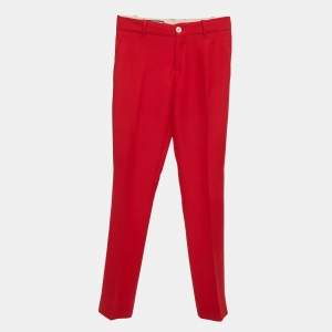 Pre Owned Gucci Red Crepe Flared Trousers S