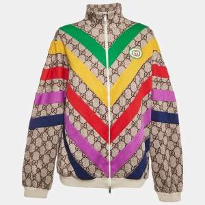 Gucci Beige GG Rainbow Jersey Zip-Up Jacket L
