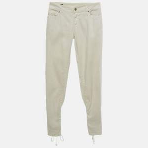 Gucci Beige Linen Blend Lace-Up Hem Skinny Jeans S Waist 29"