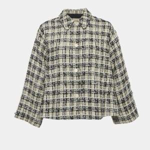 Gucci Beige Checks Tweed Button Front Jacket S