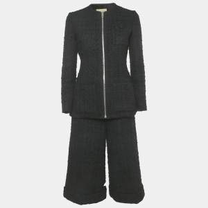 Gucci Black Tweed Zip-Up Jacket and Trousers Set S 