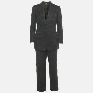 Gucci Black Jumbo GG Printed Cotton Blend Single Breasted Suit S