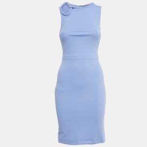 Pre Owned Gucci Blue Jersey Neck Detail Short Dress XS