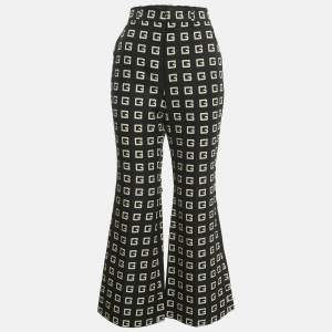 Pre Owned Gucci Black G Print Cotton Blend Flared Trousers S