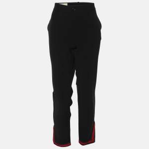 Pre Owned Gucci Black Stretch Crepe Web Pants L