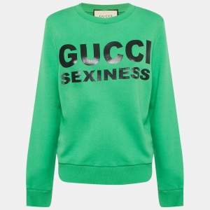 Pre Owned Gucci Green Sexiness Print Cotton Sweatshirt S