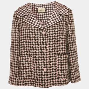 Pre Owned Gucci Pink & Black Tweed Oversized Blazer M