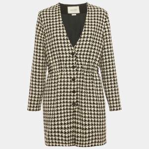 Pre Owned Gucci Black /White Houndstooth Wool Blend Playsuit M