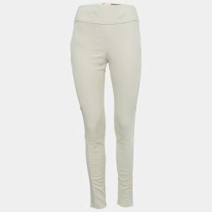 Pre Owned Gucci Cream Mesh Trim Cotton Blend Trousers S