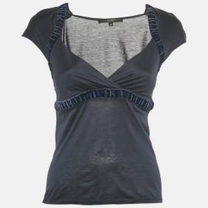 مملوكة مسبقًا قميص غوتشي قطن كحلي بأكمام قصيرة XS