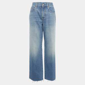 Pre Owned Gucci Blue Denim Horsebit Detail Frayed Hem Jeans M Waist 29"