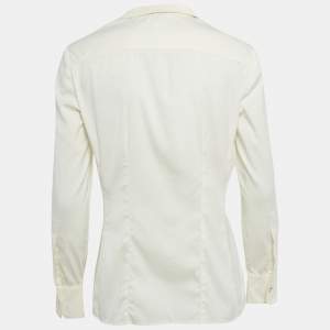 مملوكة مسبقًا Gucci Cream Cotton Blend Long Sleeve Shirt S
