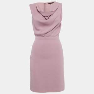 مملوكة مسبقًا فستان ميني غوتشي كريب وردي بياقة ملفوفة مقاس صغير