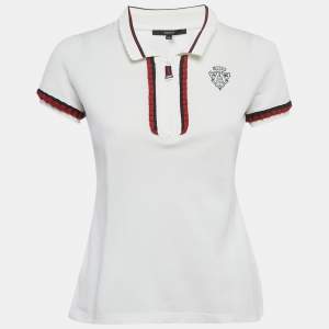 Pre Owned Gucci White Cotton Pique Polo T-Shirt XS