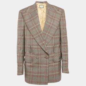 مملوكة مسبقًا Gucci Multicolor Checkered Wool Double Breasted Oversize Blazer XS