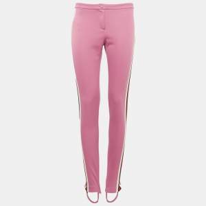 مملوكة مسبقًا Gucci Pink Web Trim Jersey Stirrup Pants M