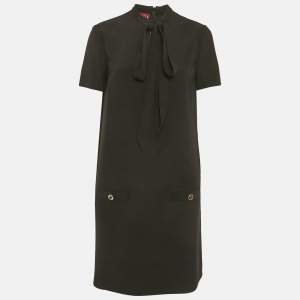 Pre Owned Gucci Black Crepe Shift Tie-Up Dress M