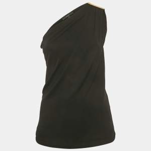 مملوكة مسبقًا Gucci Black Jersey One Shoulder Draped Top S
