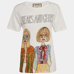 Pre Owned Gucci White Cotton Angelica Hicks Printed Limited Edition Crew Neck T-Shirt XS