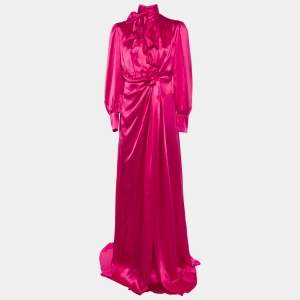 مملوكة مسبقًا Gucci Salon Fuchsia Nojum Embellished Silk Dress S