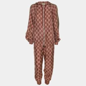 Pre Owned Gucci Multicolor GG Silk Hoodie and Trouser Set XS